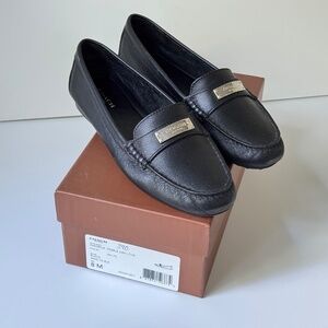 Coach Black Leather Loafers "Fredrica" Pebble Grain Size 8 M with Box Mint Cond